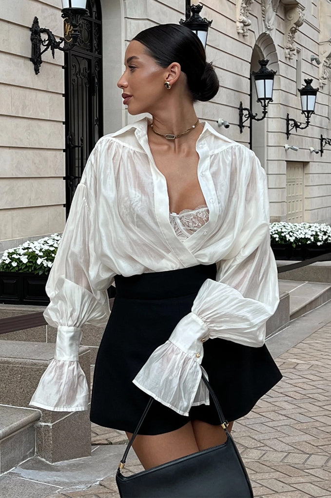 Ethereal Draped Silhouette Blouse