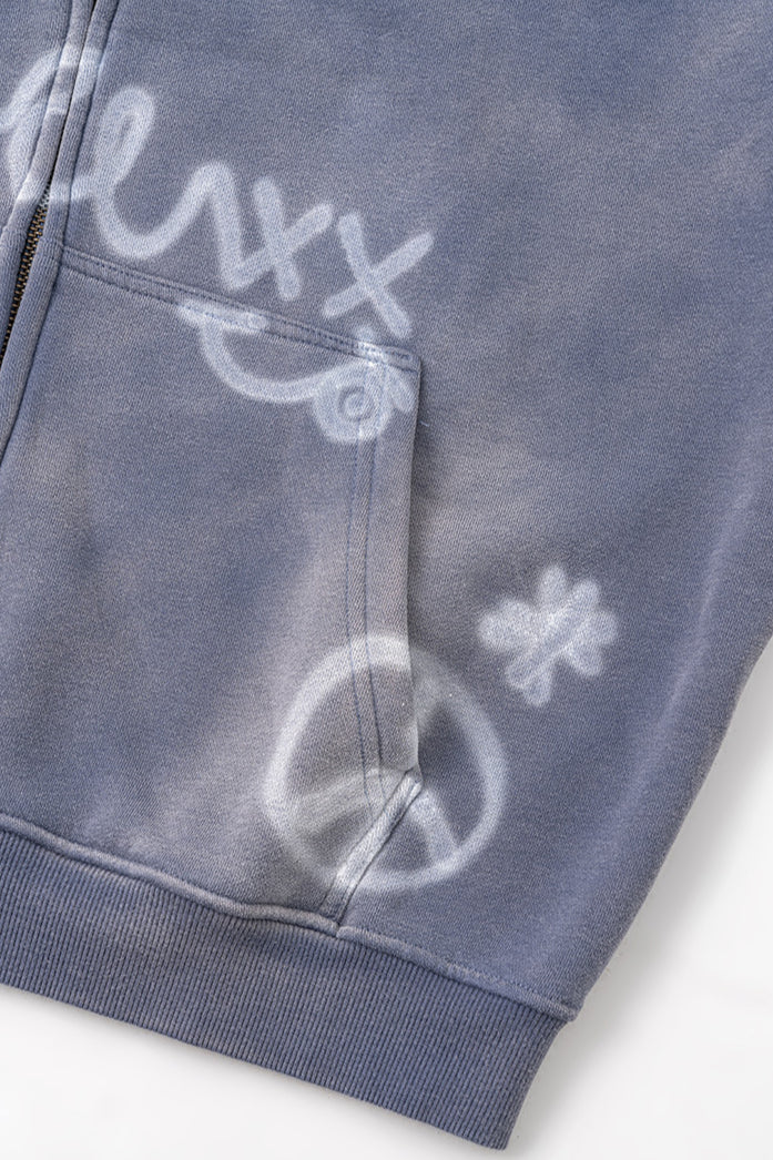 Kapuzenpullover mit Reißverschluss im Urban-Style mit Graffiti-Art-Motiv für Herren 