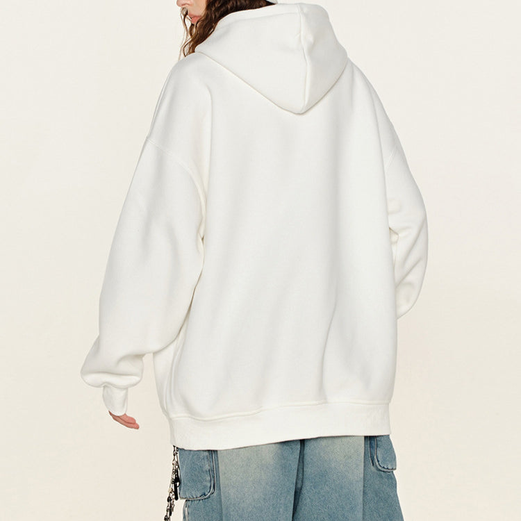 Winter-Sweatshirt mit Kapuze in Volltonfarbe