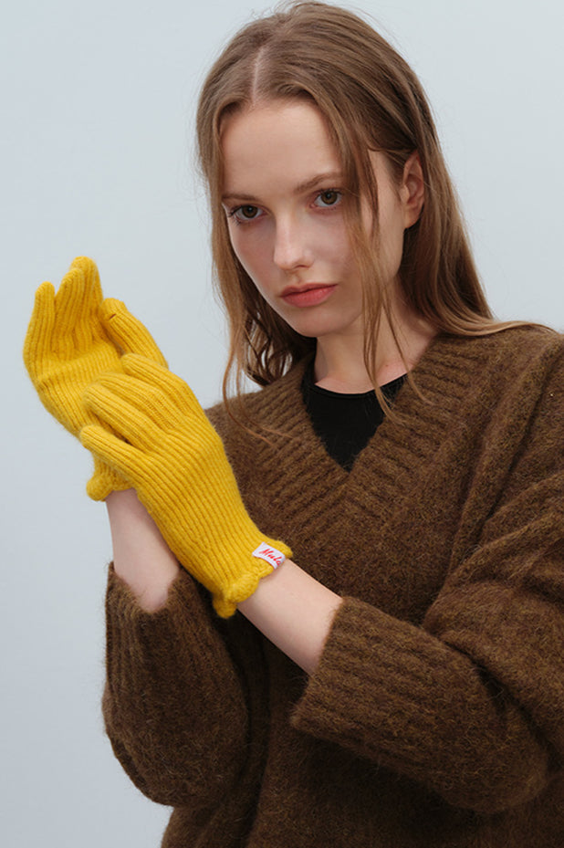 Gestrickte Winterhandschuhe aus Spitze und Wolle für Damen