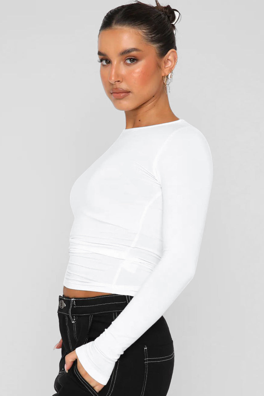 Langärmliger Crop-Top-Pullover für Damen