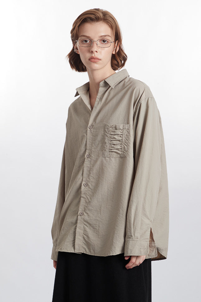 Beiges Oversized Button-Down-Hemd für Damen