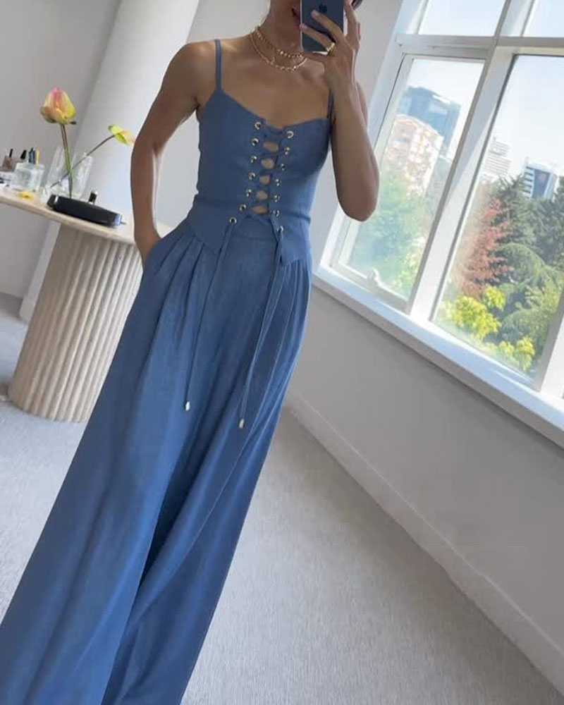 Matching Front Corset and Pants Set