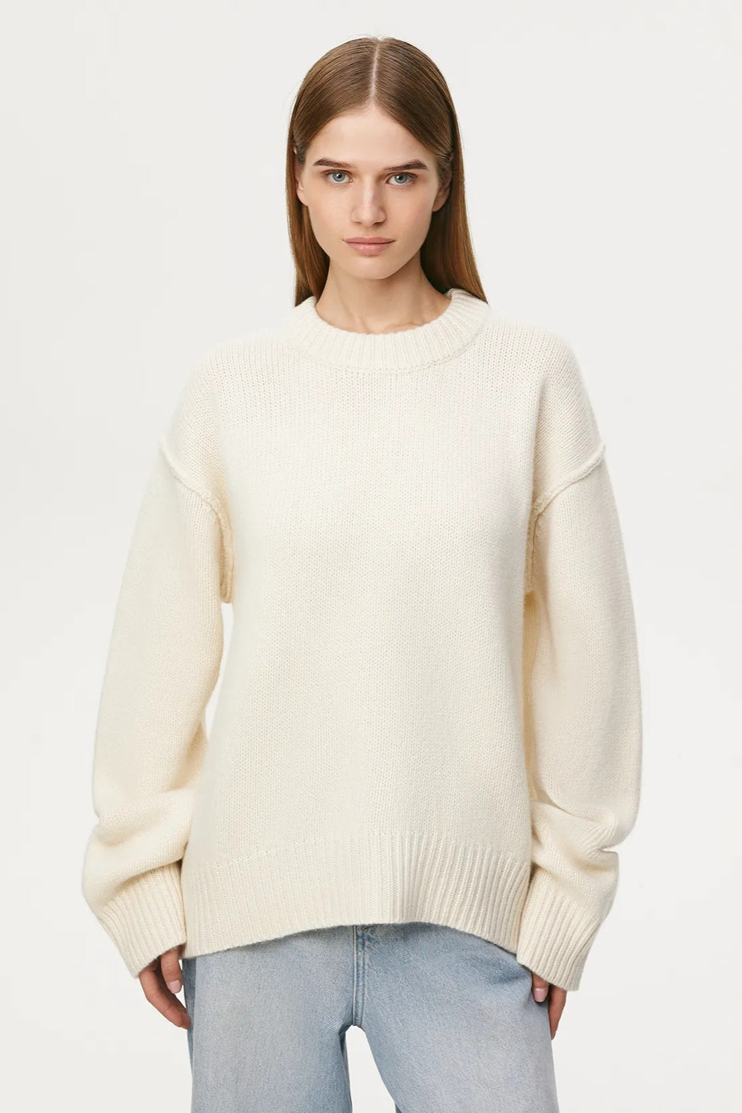 Lässiger, übergroßer Pullover in Creme