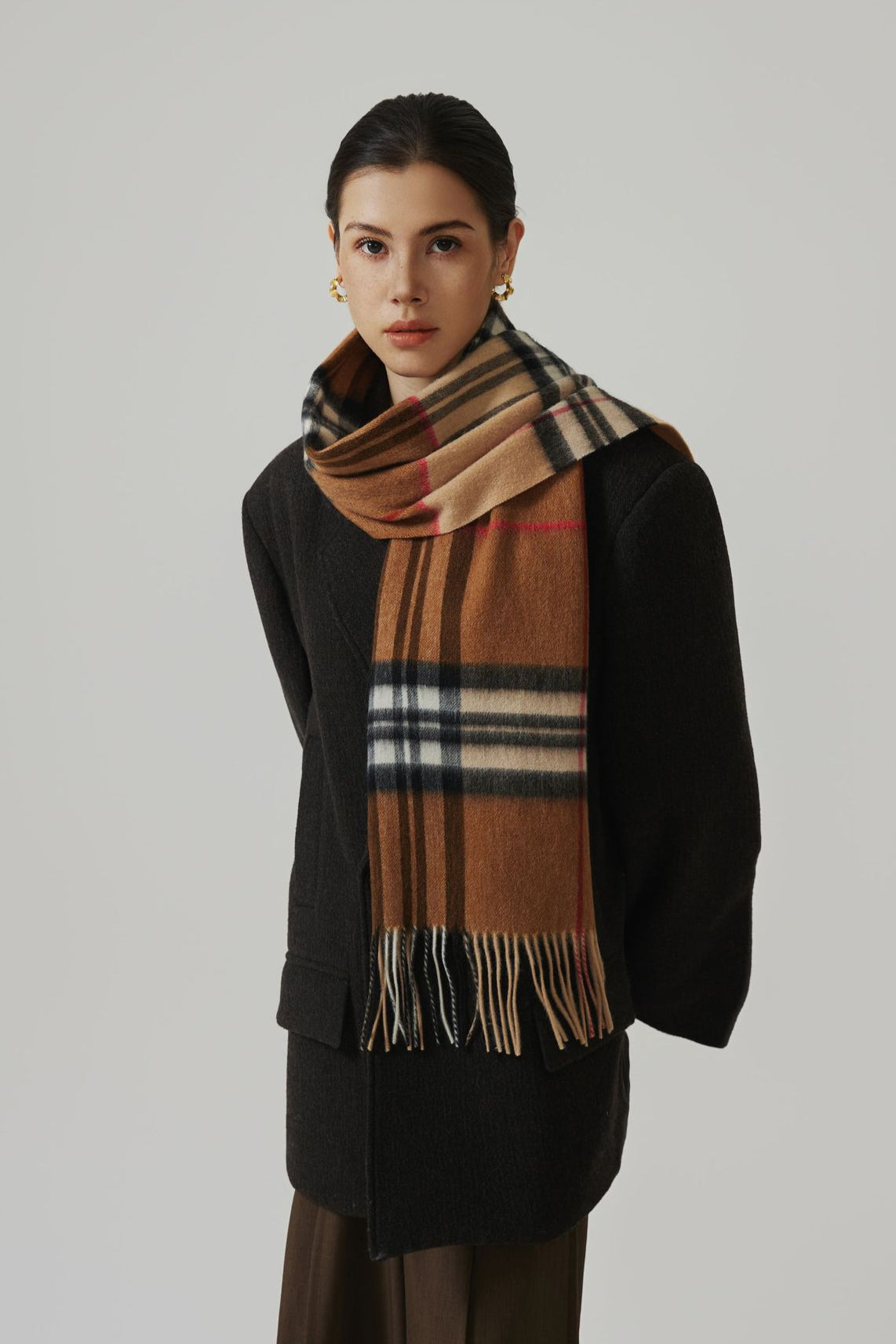 Classic Plaid Wool Tassel Scarf