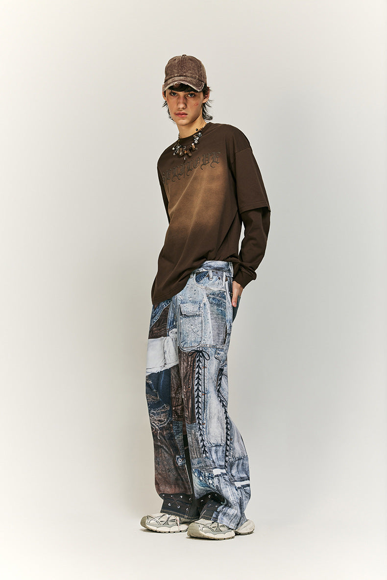 Weite Hose im Cargo-Stil mit Patchwork