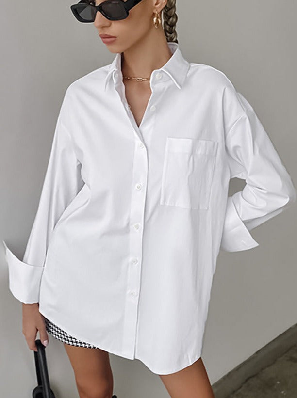 Loose Casual Mid-Length Buttoned Shirt
