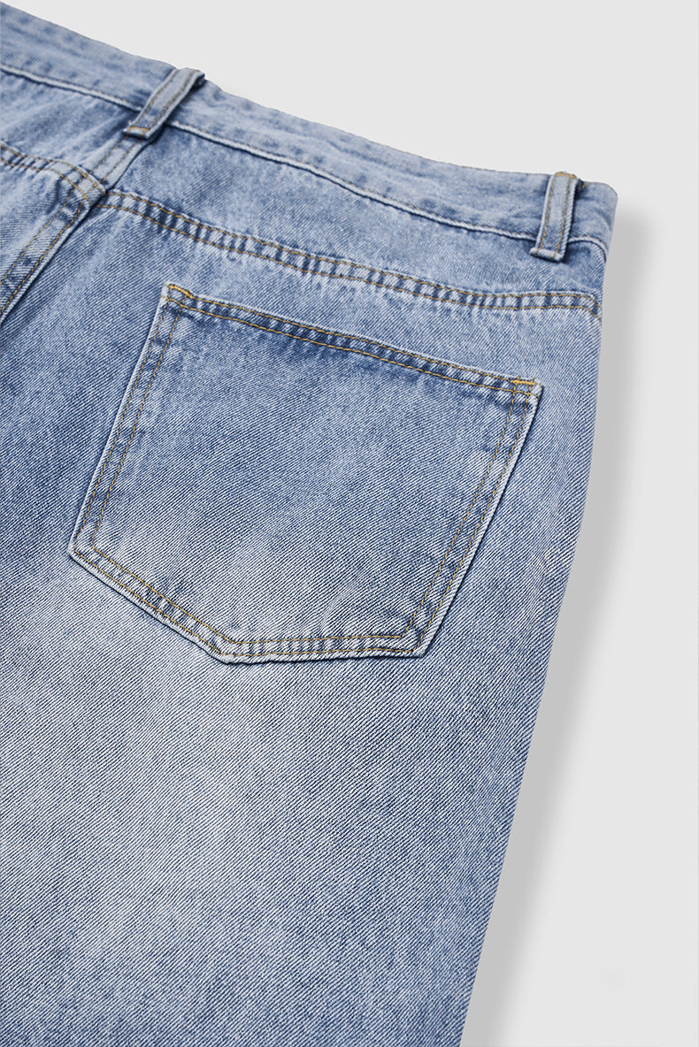 Jeans mit ultraweitem Bein und Used-Look