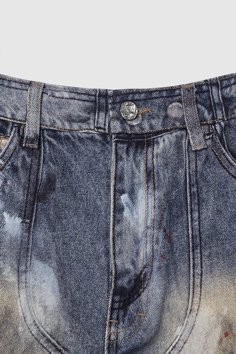 Lässige, Cargo-inspirierte Jeanshose mit weitem Bein