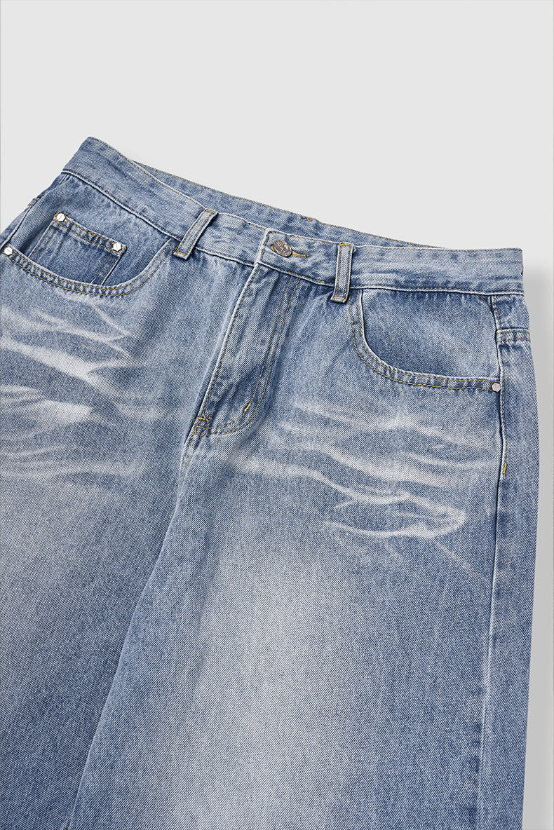 Jeans mit ultraweitem Bein und Used-Look