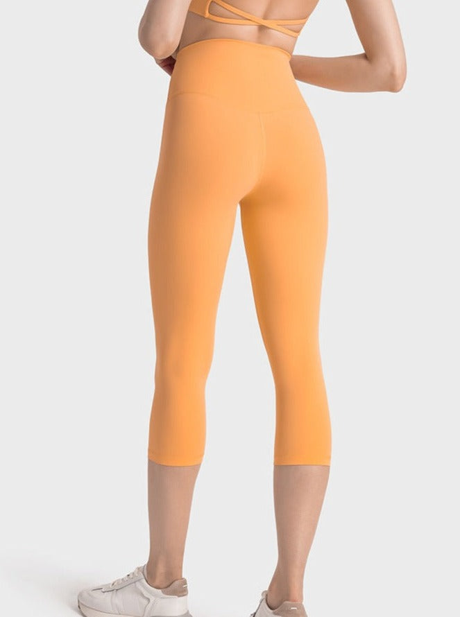 Orange dehnbare Übungs-Yogahose mit hoher Taille 