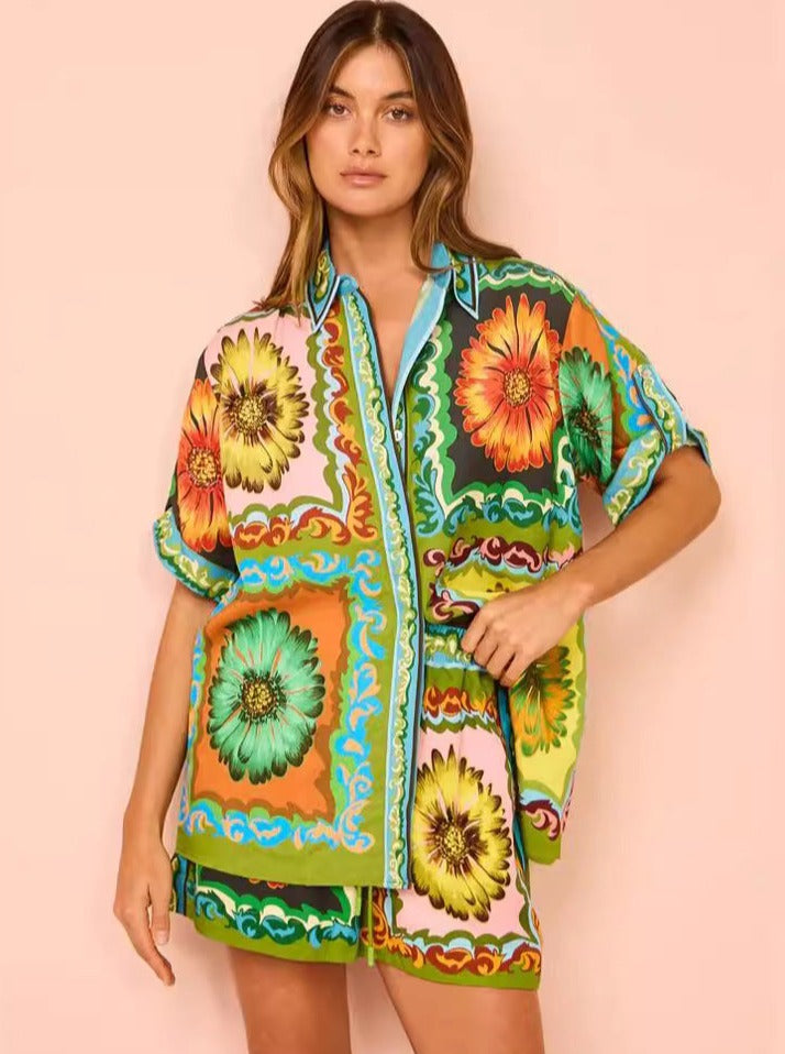 Casual Sunburst Shirt and Short Set