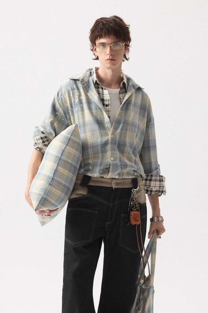 Men's Casual Plaid Shirt Long Sleeve