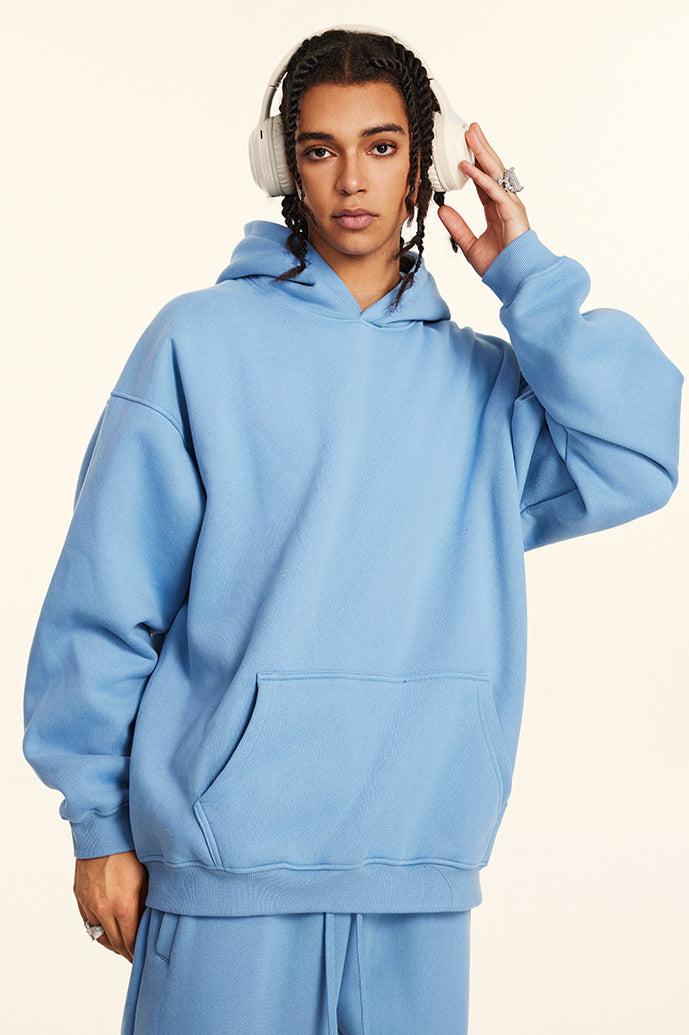 Relaxed Urban Style Solid Color Hoodie