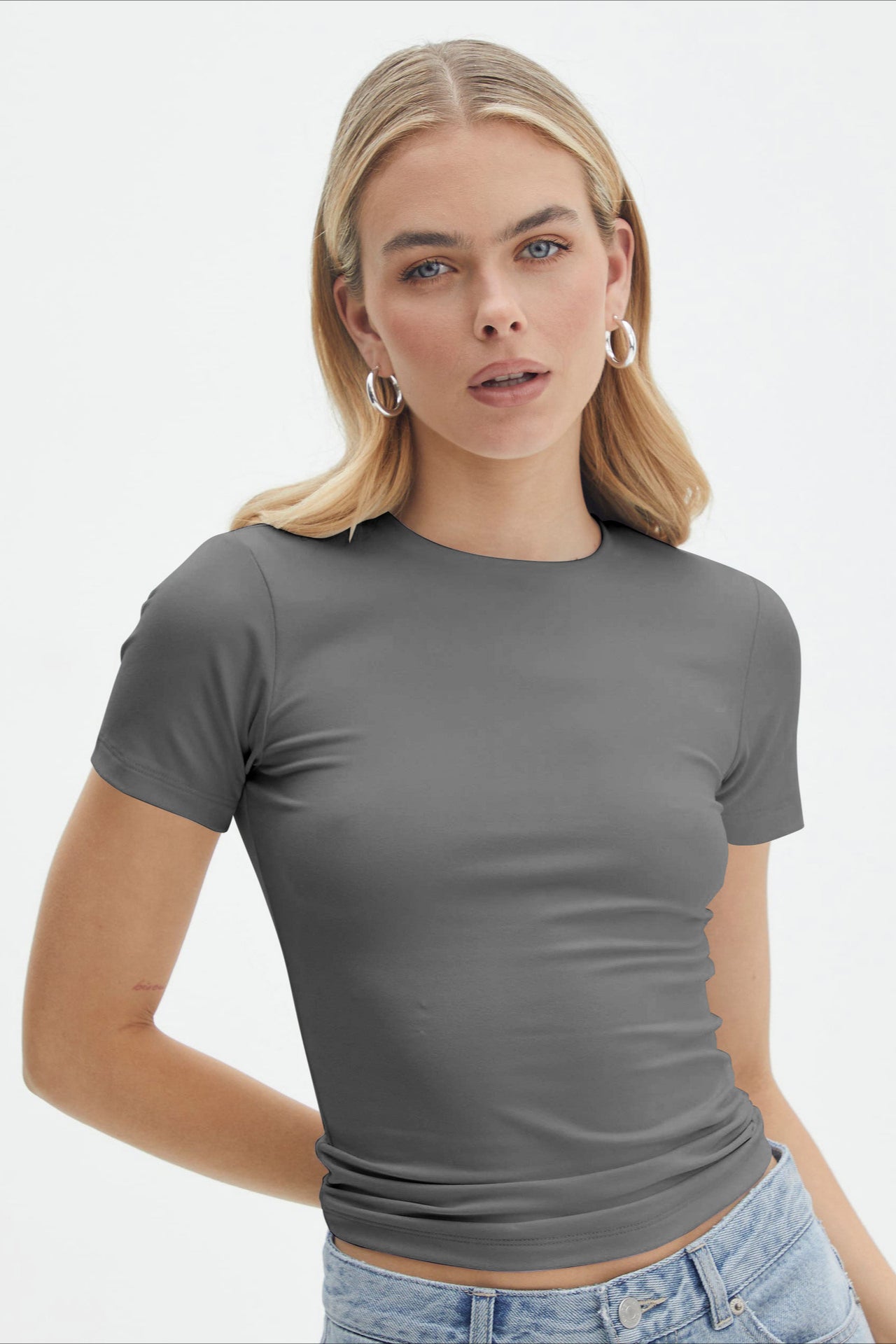 Lässiges Basic-T-Shirt mit Rundhalsausschnitt für Damen