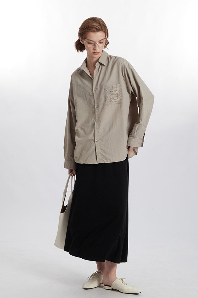 Beiges Oversized Button-Down-Hemd für Damen