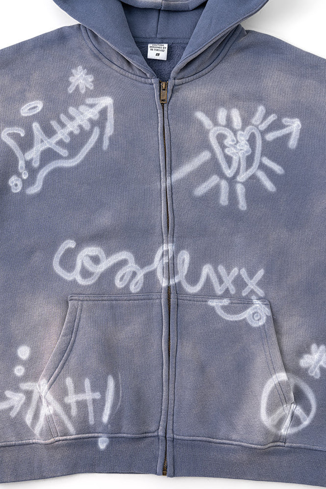 Kapuzenpullover mit Reißverschluss im Urban-Style mit Graffiti-Art-Motiv für Herren 