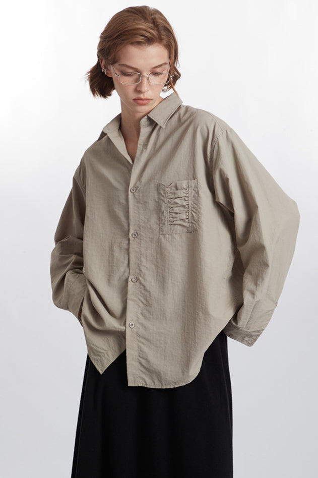 Beiges Oversized Button-Down-Hemd für Damen