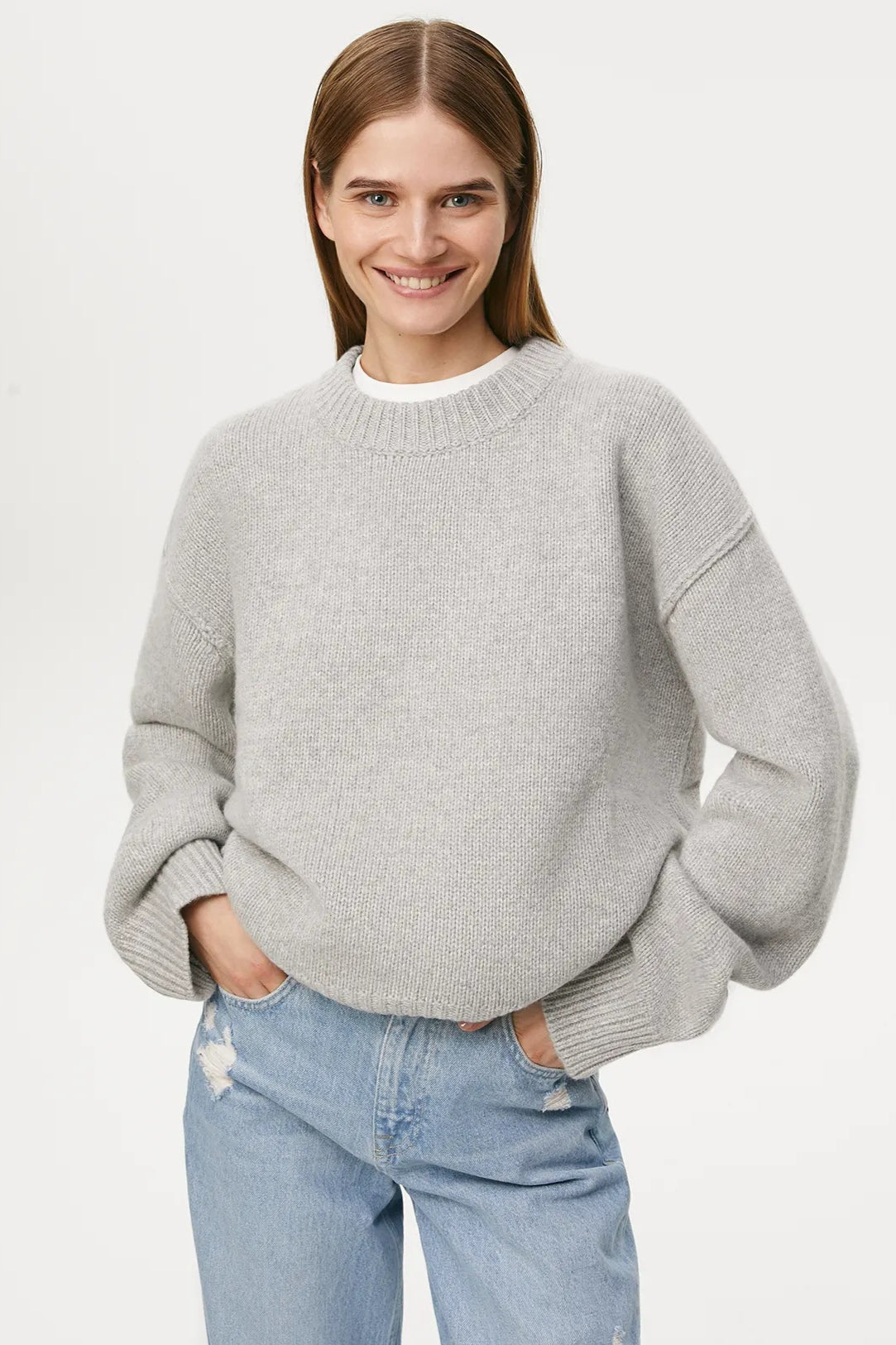 Lässiger, übergroßer Pullover in Creme