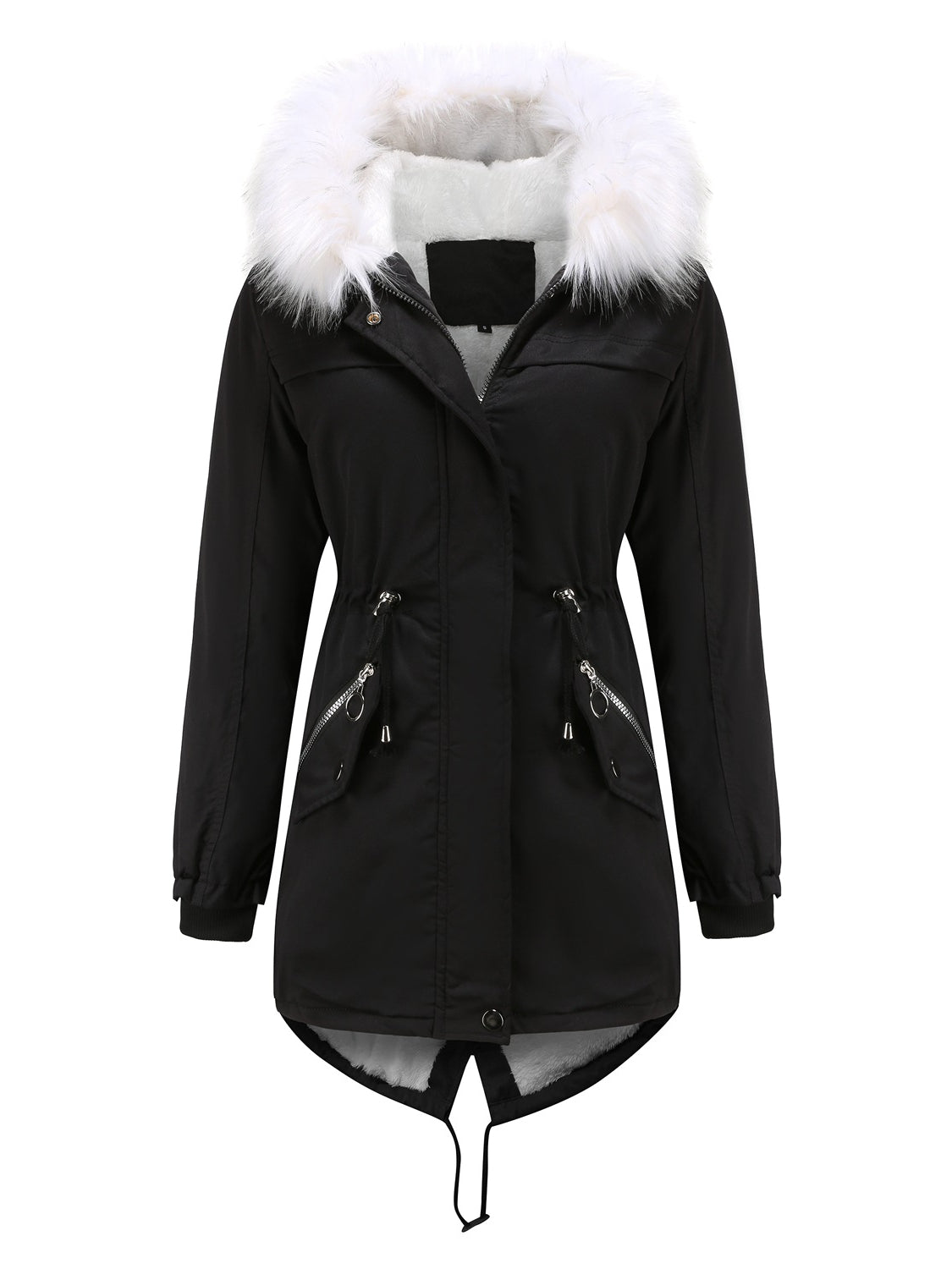 Parka Damen Mit Fellkapuze – Warme Winterjacke Mit Taillenzug